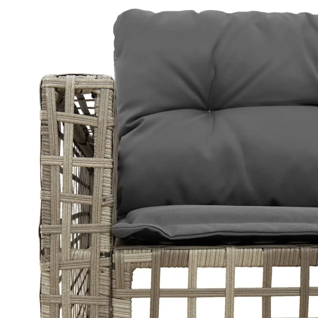 L-Shaped Garden Sofa Set with Cushions and Footstool Grey Poly Rattan Outdoor
