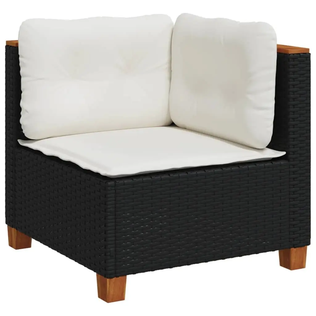 Garden Corner Sofa with Cushions Black Poly Rattan Outdoor Lounge Seating