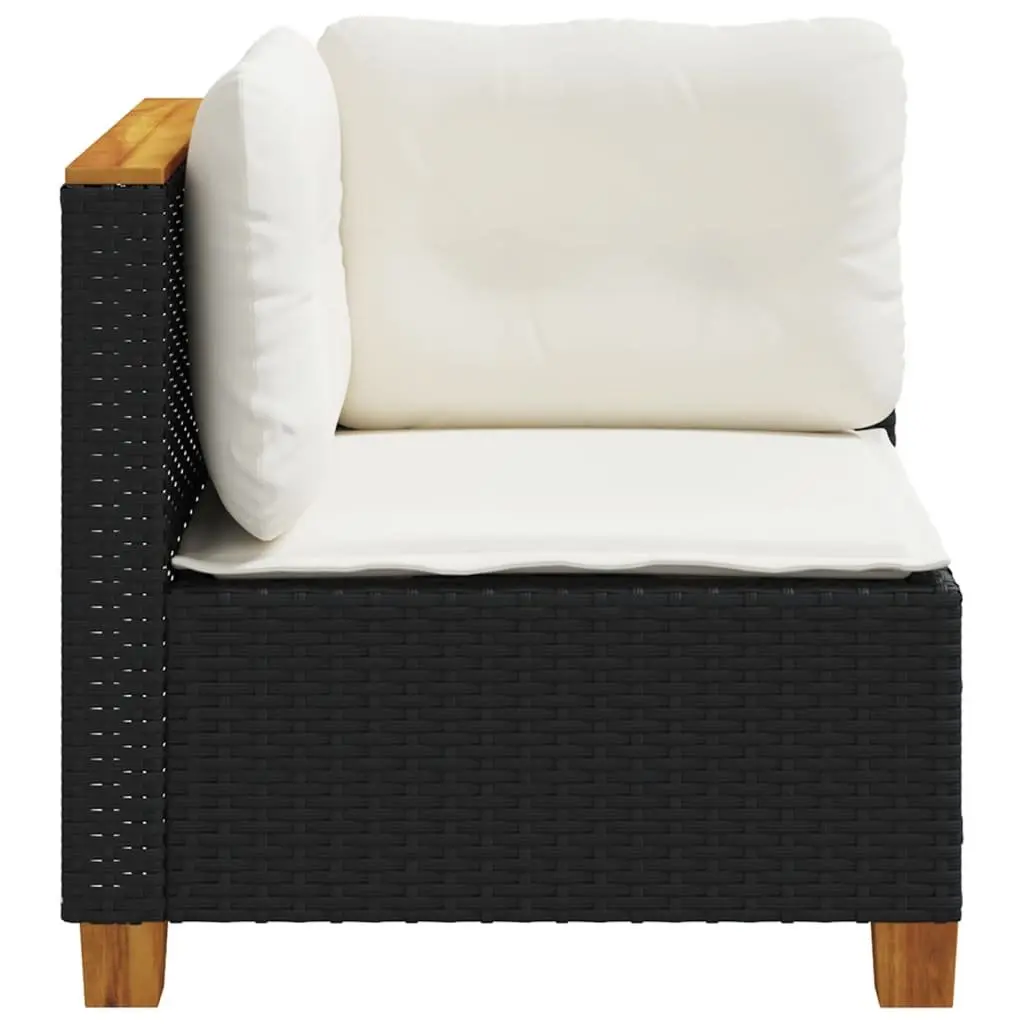 Garden Corner Sofa with Cushions Black Poly Rattan Outdoor Lounge Seating
