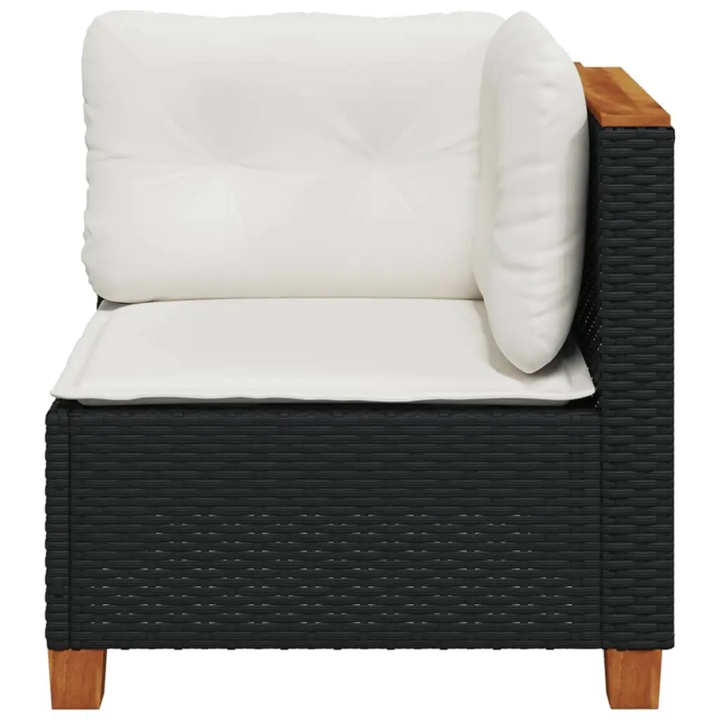 Garden Corner Sofa with Cushions Black Poly Rattan Outdoor Lounge Seating