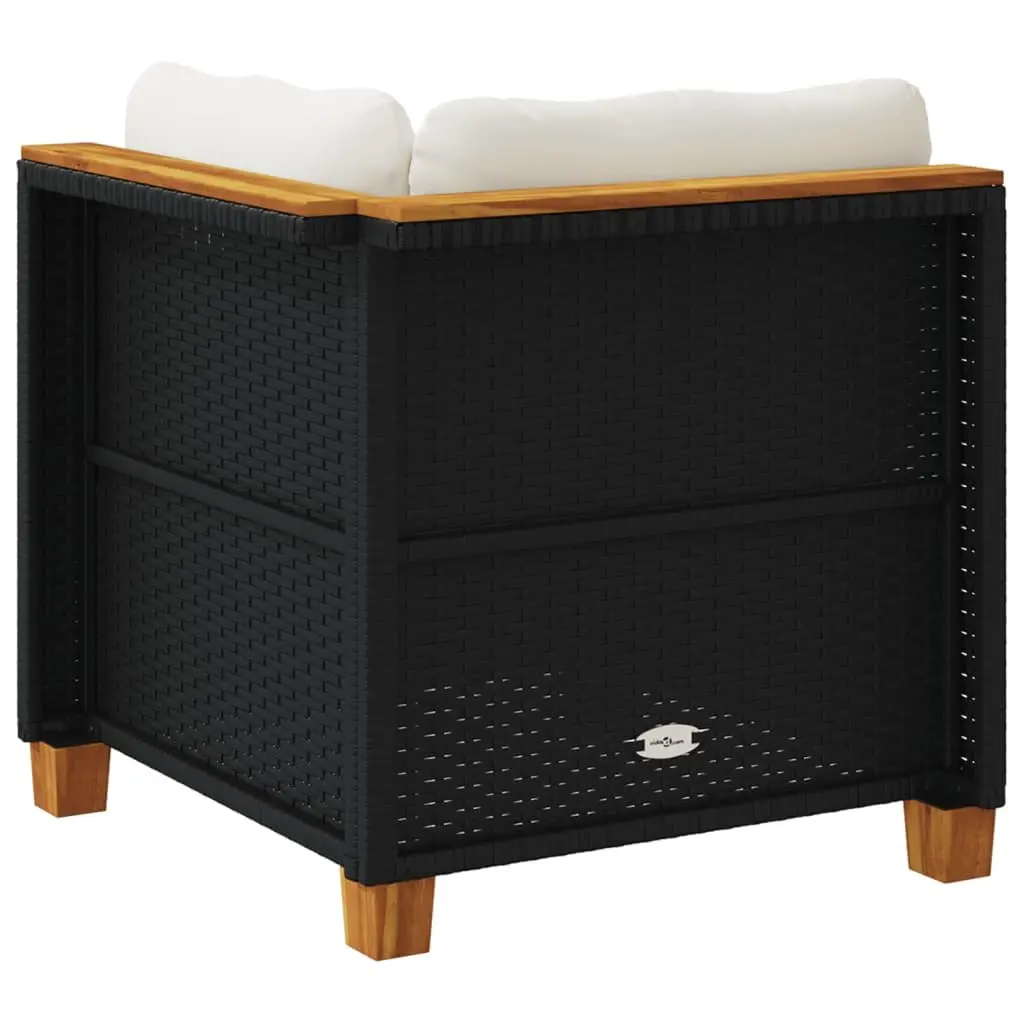 Garden Corner Sofa with Cushions Black Poly Rattan Outdoor Lounge Seating