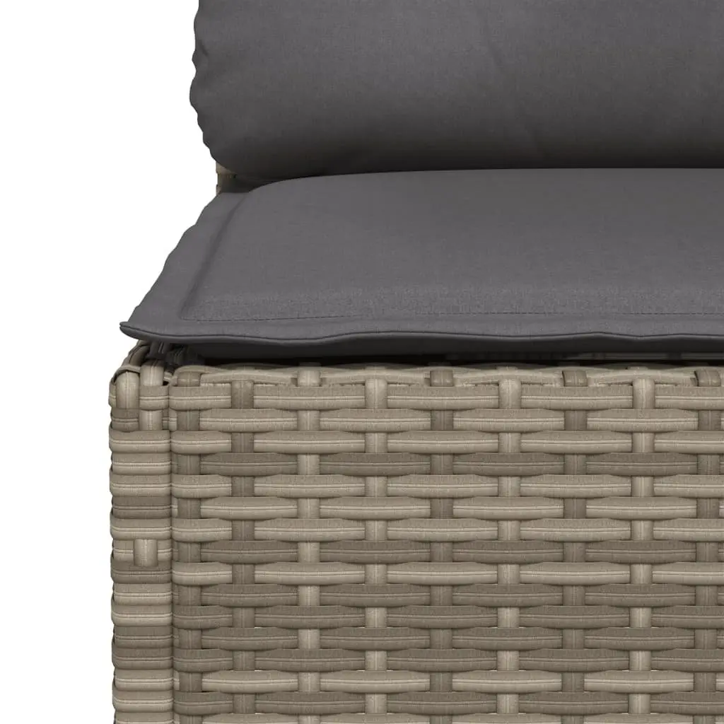 Outdoor Corner Sofa Grey Poly Rattan Garden Seating with Removable Cushions