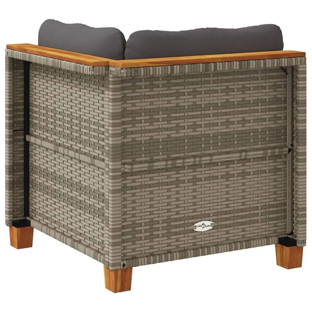 Outdoor Corner Sofa Grey Poly Rattan Garden Seating with Removable Cushions