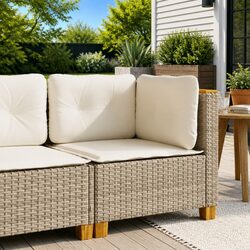 Outdoor Corner Sofa Beige PE Rattan Garden Lounge Seating with Cushions Modular