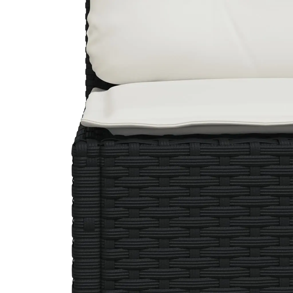 Outdoor Garden Sofa Armless with Cushions Black Poly Rattan Lounge Seating