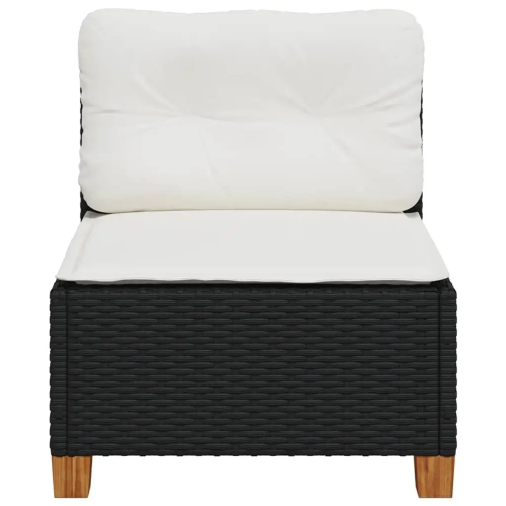 Outdoor Garden Sofa Armless with Cushions Black Poly Rattan Lounge Seating