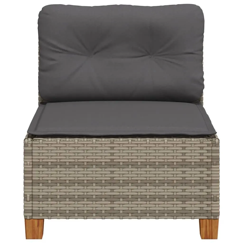 Modular Lounge Sofa Grey PE Rattan Armless Outdoor Garden with Cushions