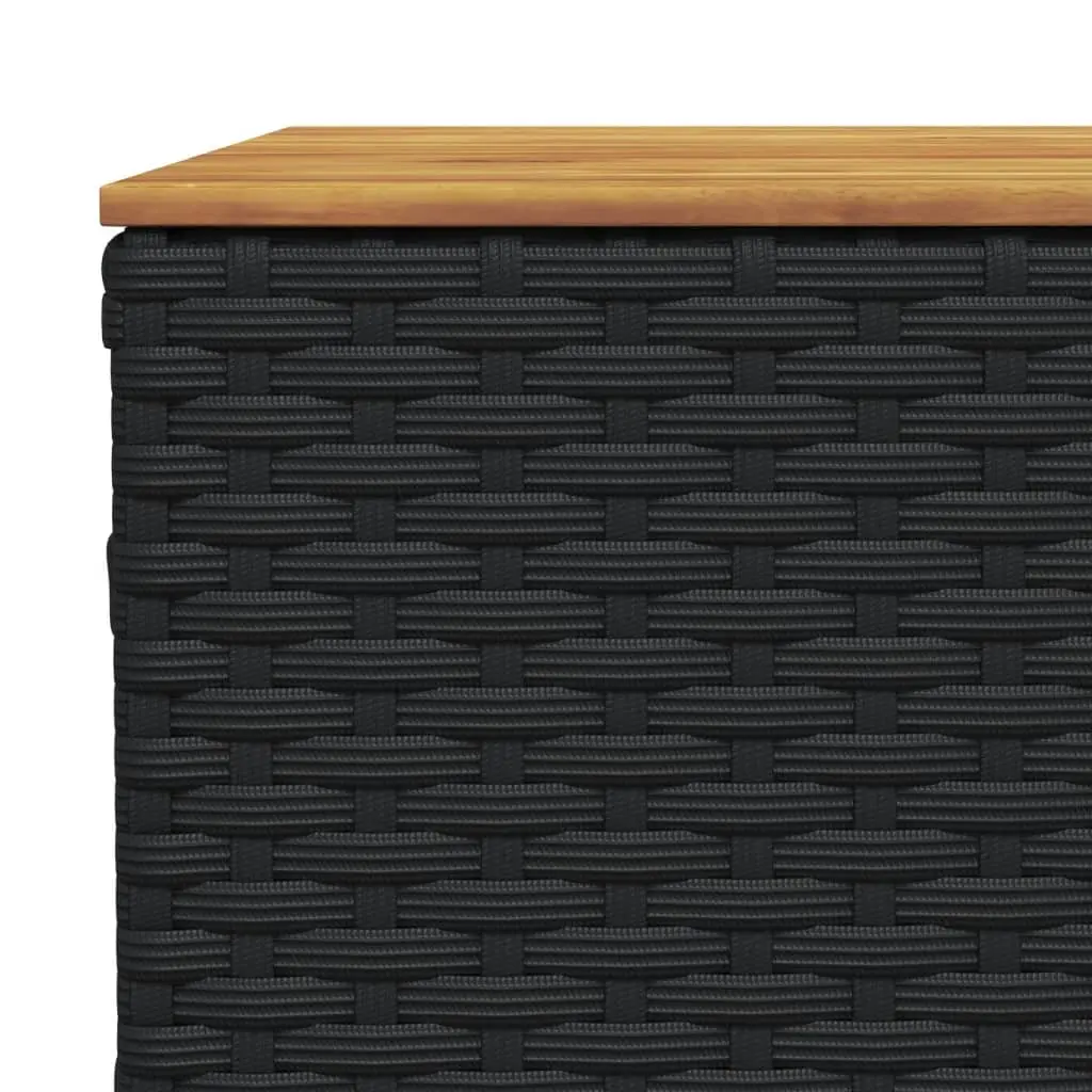 Outdoor Table Poly Rattan Acacia Wood Top 55x55x36cm Black