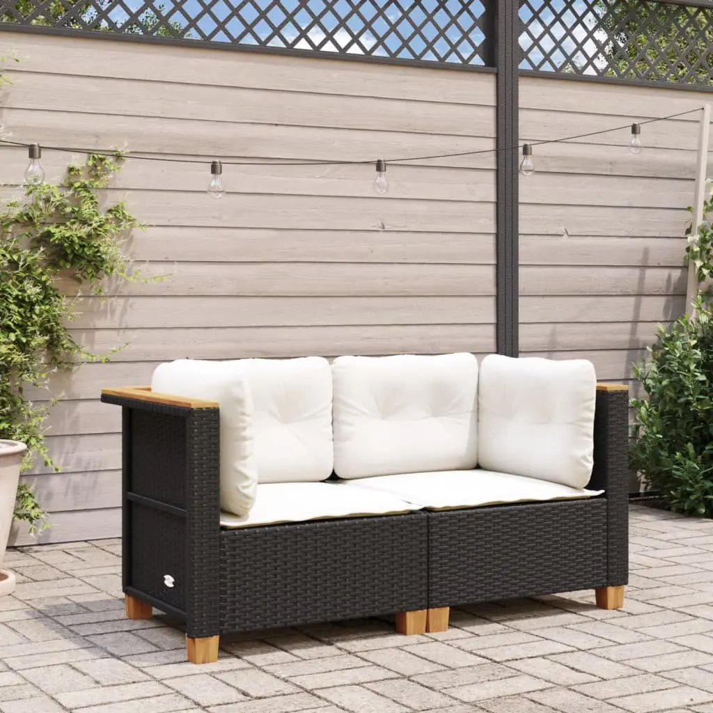 Outdoor Corner Sofas 2 Piece Garden Lounge Set Modular Cushioned Seating Black