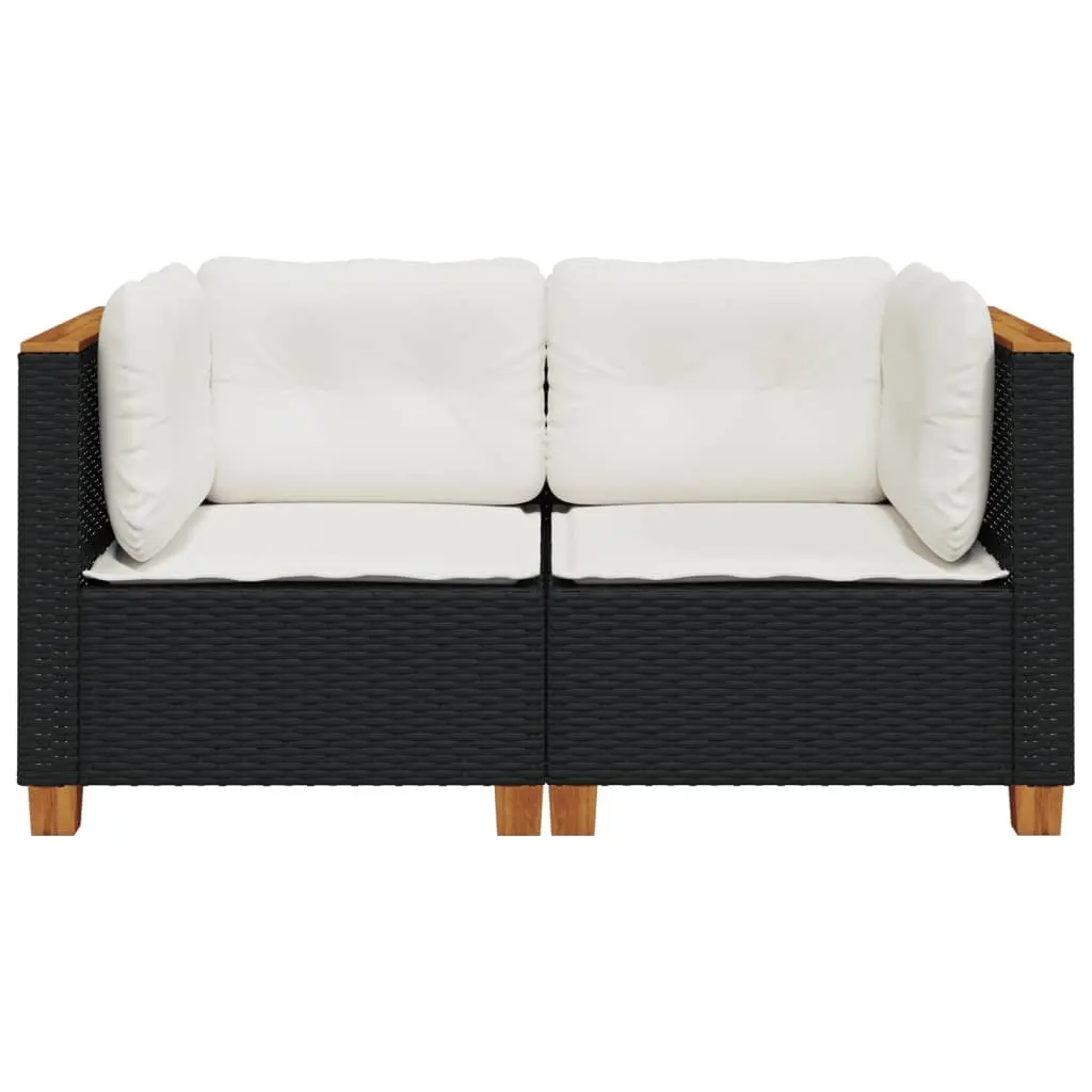 Outdoor Corner Sofas 2 Piece Garden Lounge Set Modular Cushioned Seating Black