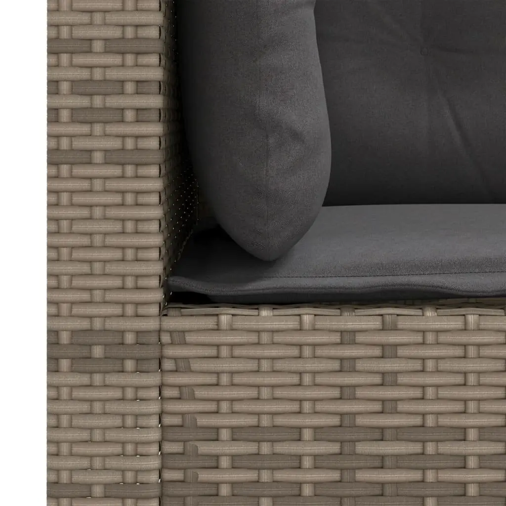 Outdoor Corner Sofa Set PE Rattan 2 pcs Grey with Cushions