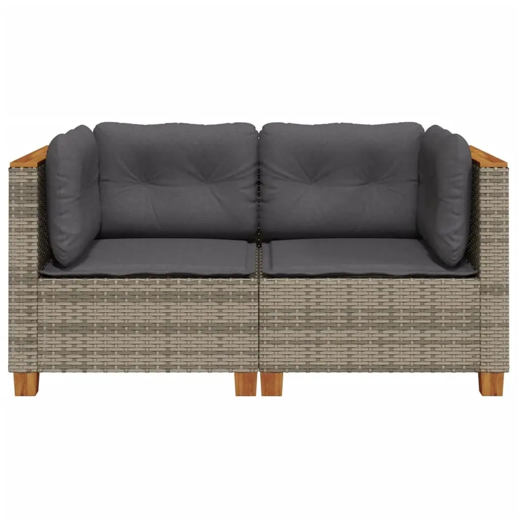 Outdoor Corner Sofa Set PE Rattan 2 pcs Grey with Cushions