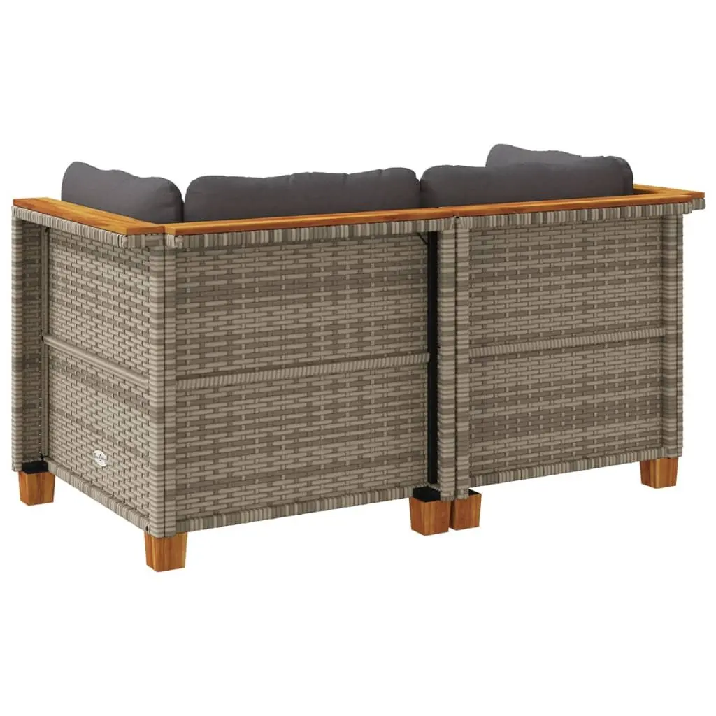 Outdoor Corner Sofa Set PE Rattan 2 pcs Grey with Cushions