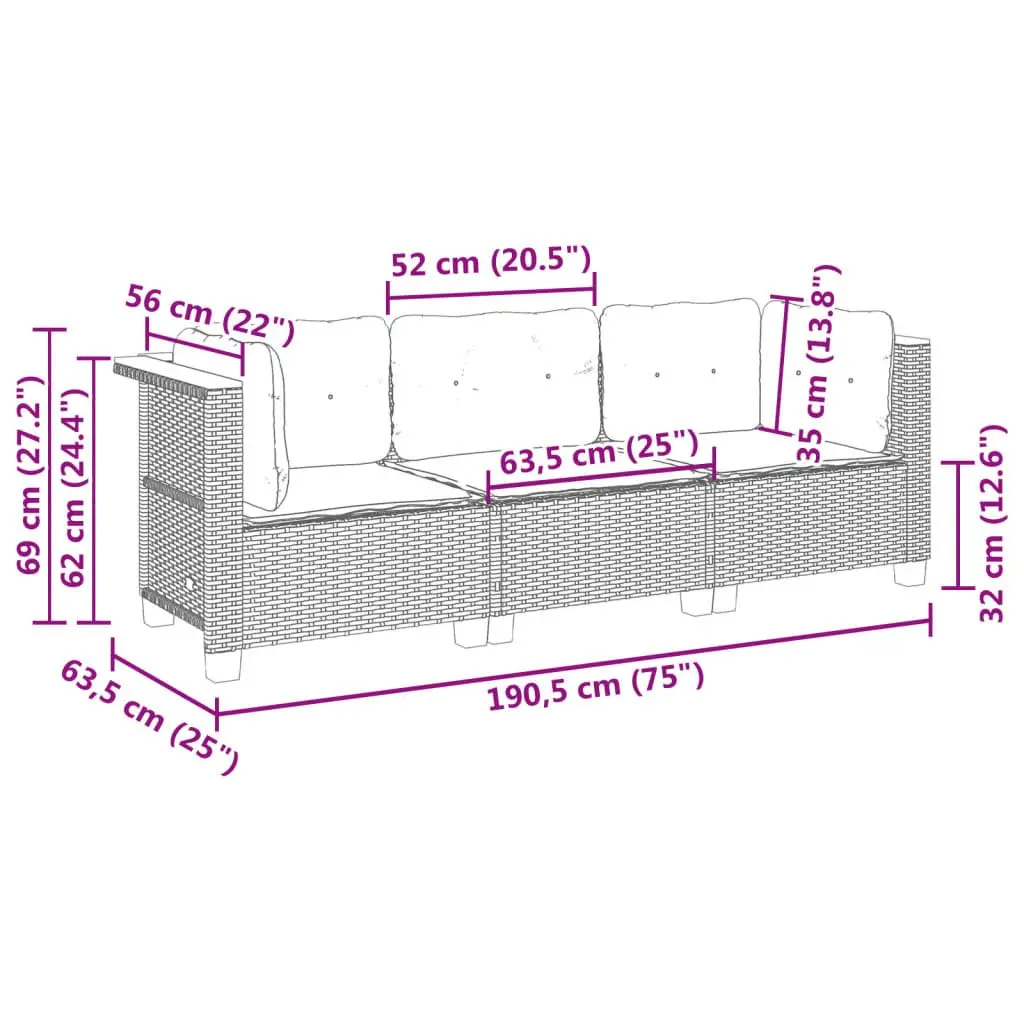 3-Seater Sofa for Outdoor Living