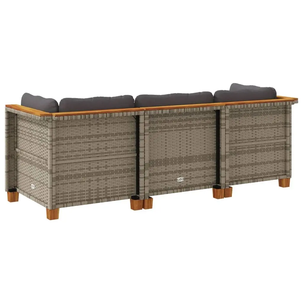 3-Seater Outdoor Garden Sofa PE Rattan Grey Modular Lounge Furniture