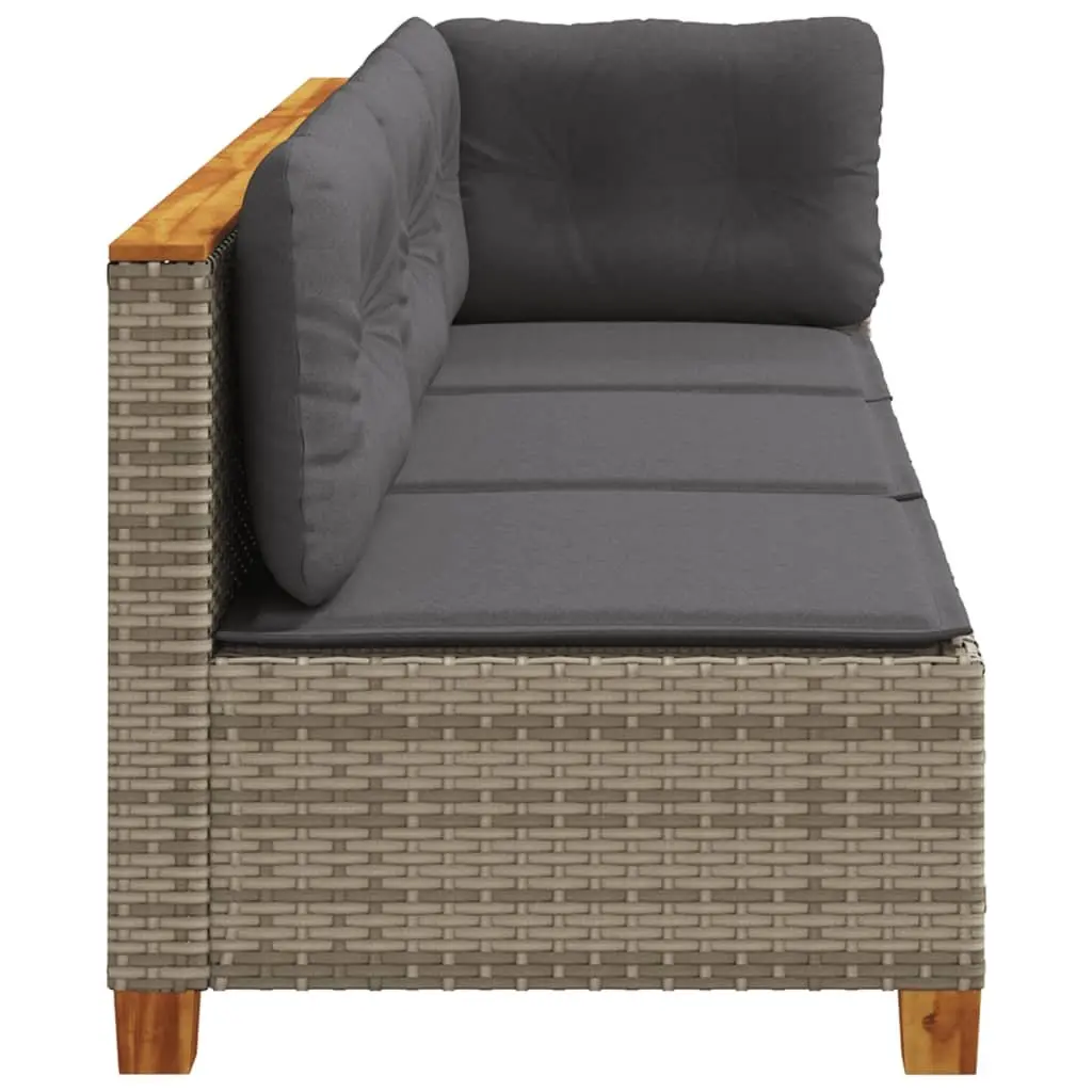 3-Seater Garden Sofa PE Rattan Grey Outdoor Lounge Furniture with Cushions