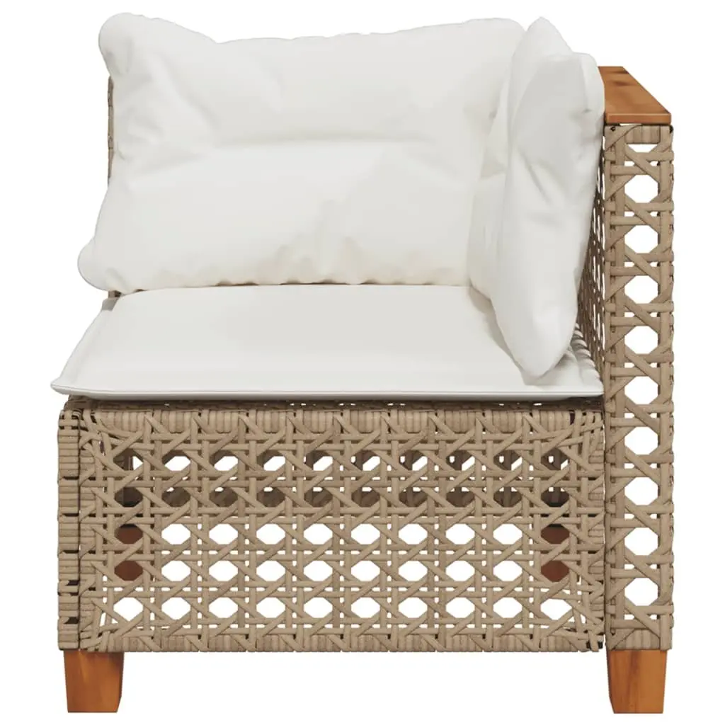 Outdoor Corner Sofa PE Rattan Modular Lounge with Cushions Beige