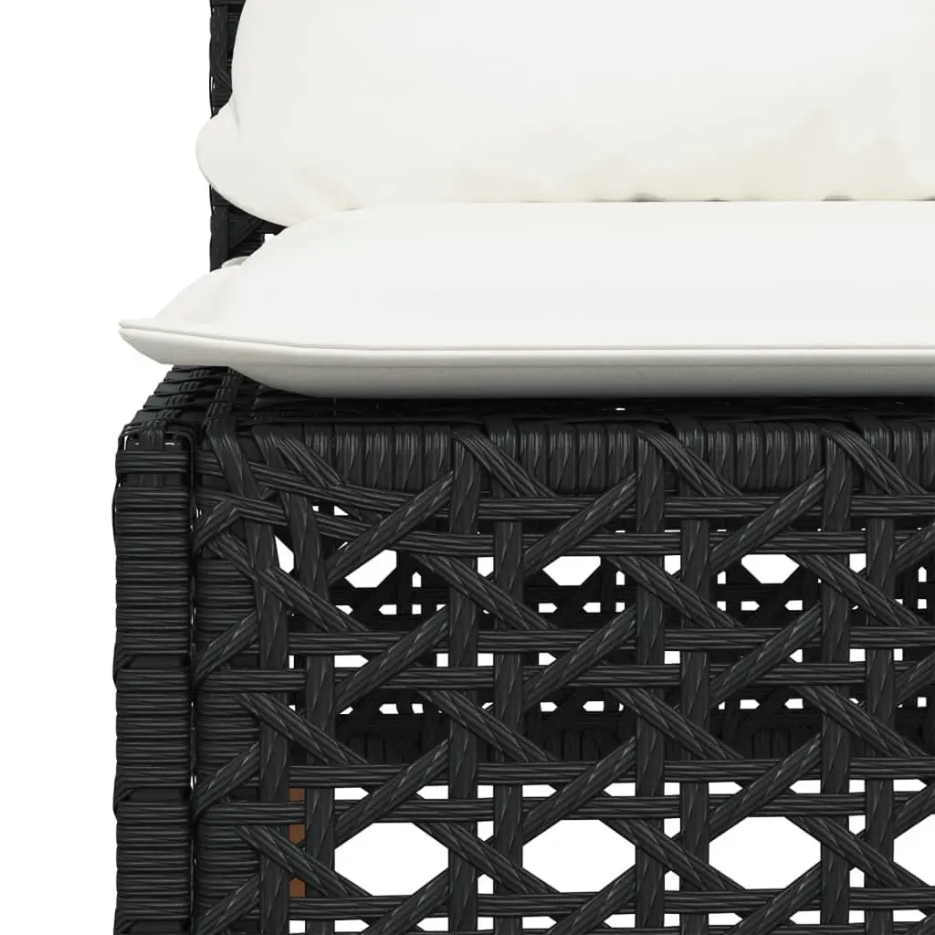 Outdoor Sofa Armless Modular PE Rattan Garden Furniture Black with Cushions
