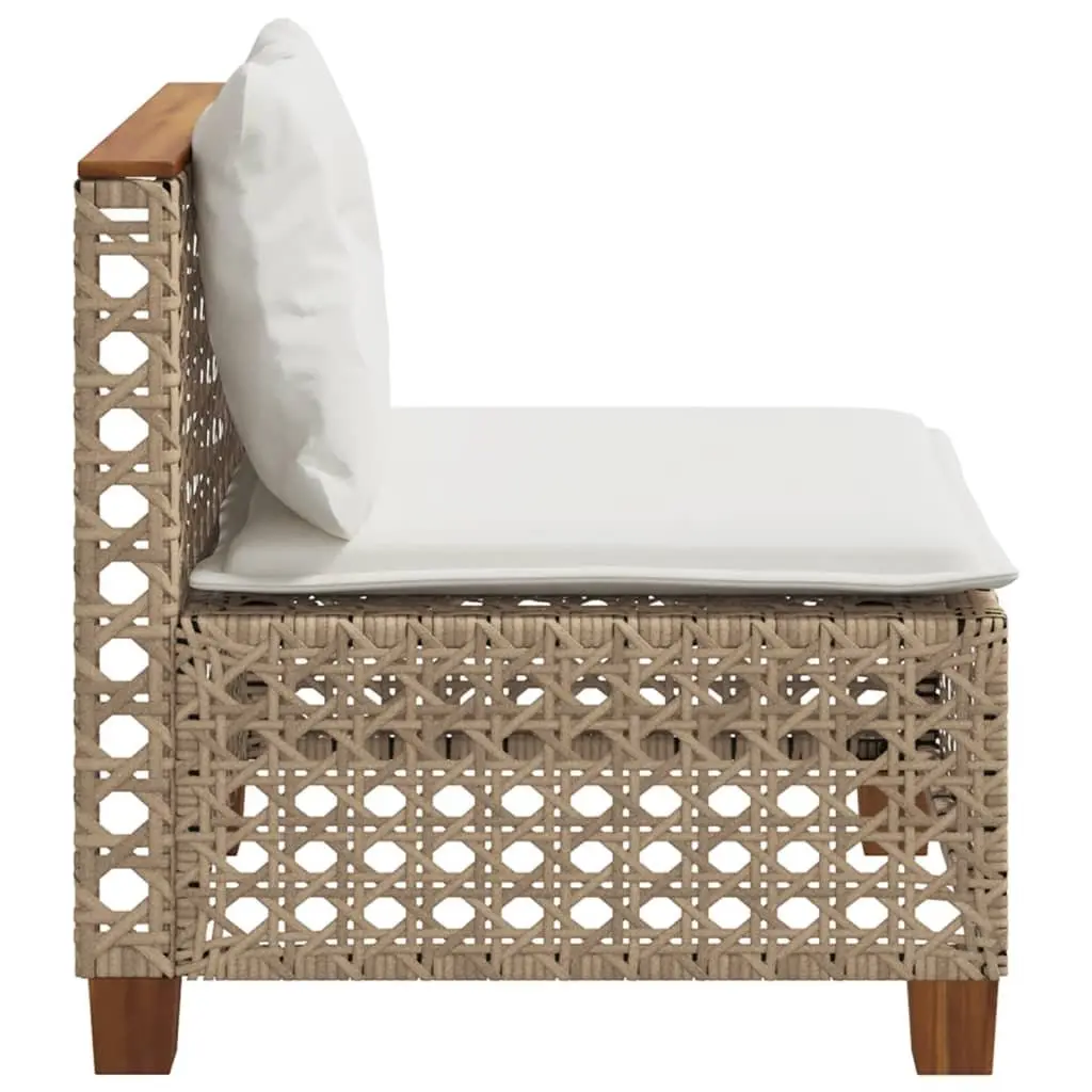 Outdoor Garden Sofa Armless Beige Poly Rattan Modular Lounge Seating Cushions