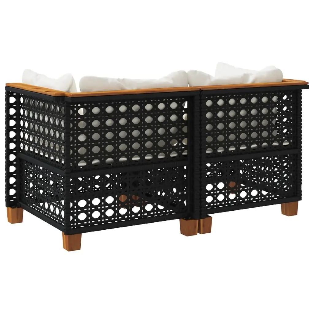 Outdoor Corner Sofa Set 2 pcs Garden Lounge Seating with Cushions Black