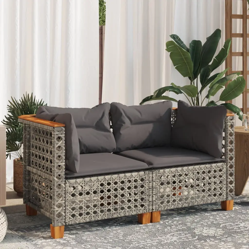 Garden Corner Sofas PE Rattan Modular Lounge Seating Set 2 pcs Grey