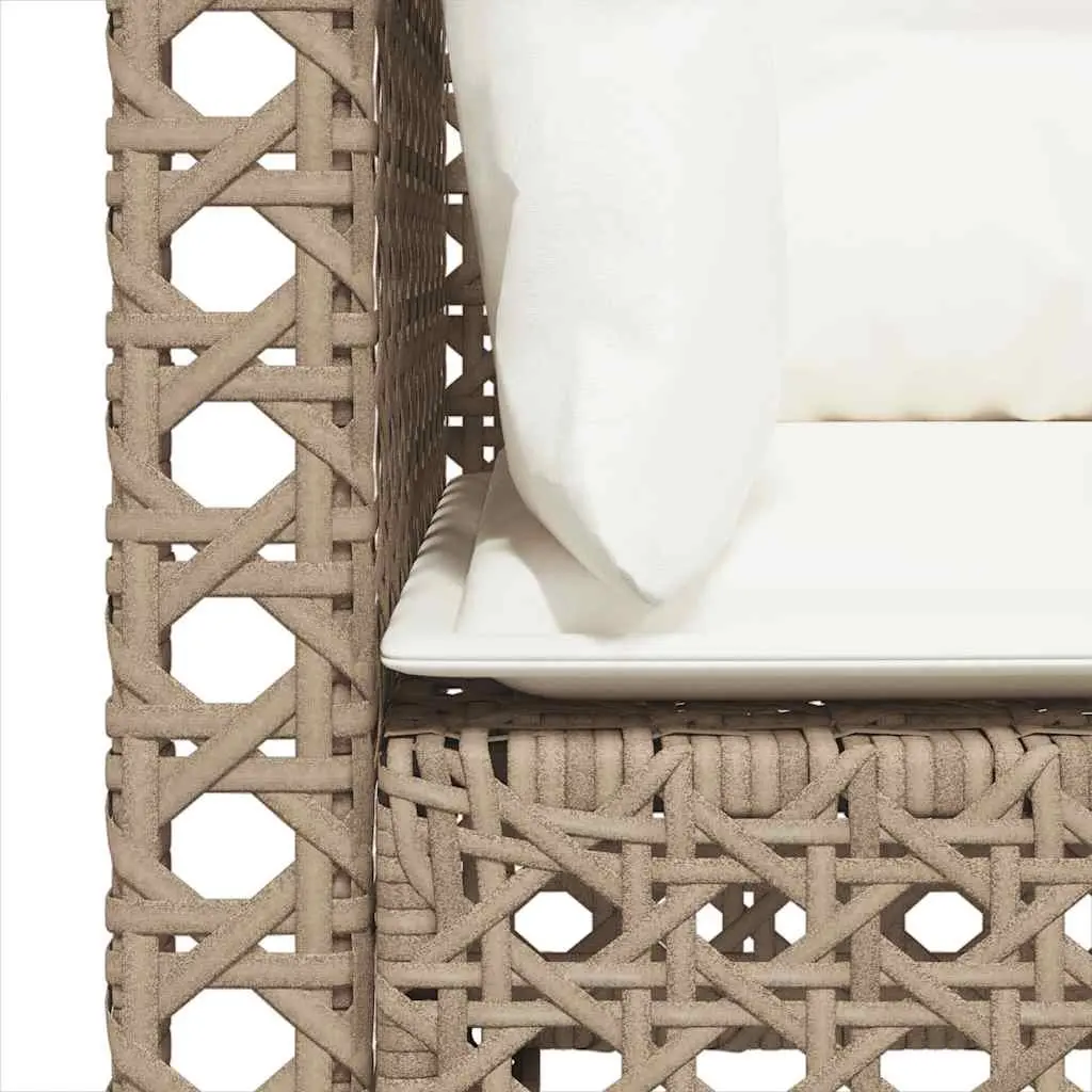 Outdoor Corner Sofa Set Poly Rattan 2pcs Beige