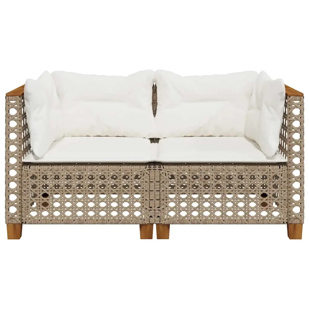 Outdoor Corner Sofa Set Poly Rattan 2pcs Beige