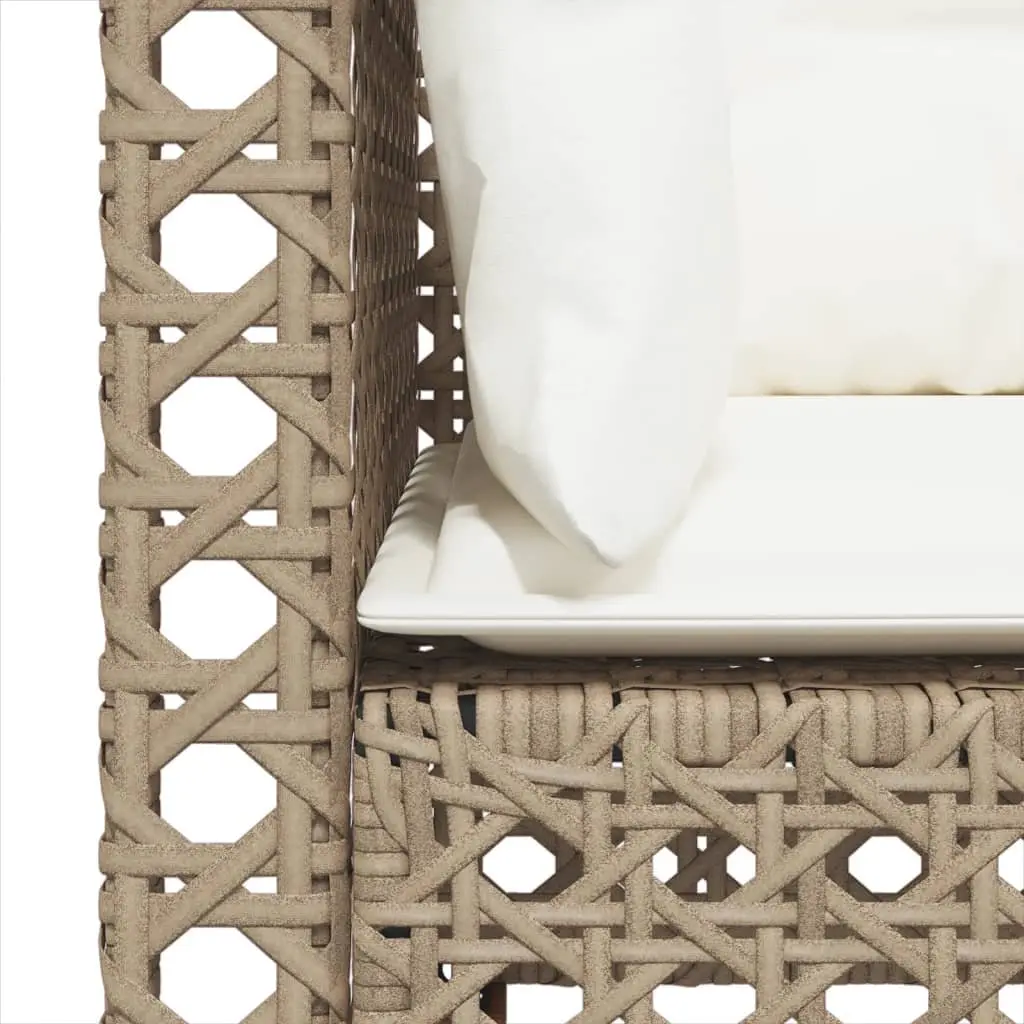 3-Seater Sofa PE Rattan Outdoor Lounge Seating Beige with Cushions