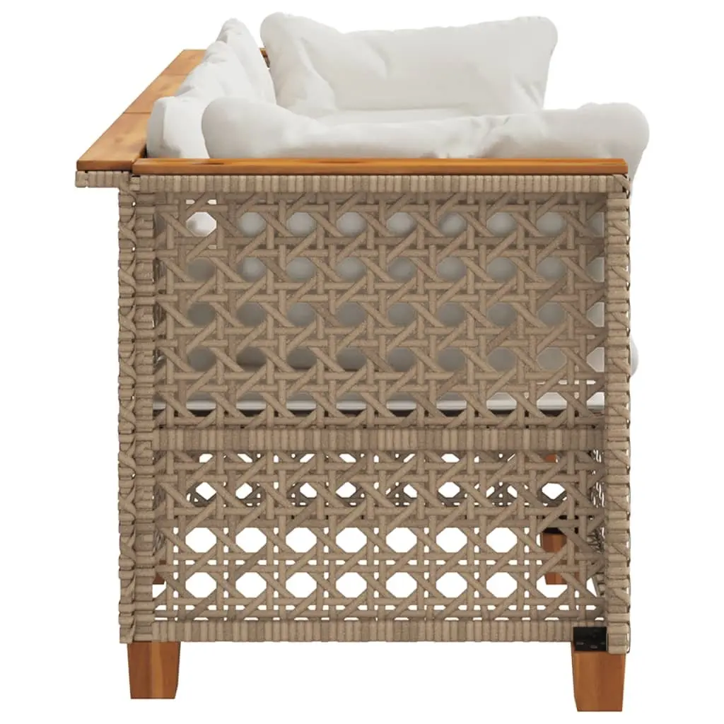 3-Seater Sofa PE Rattan Outdoor Lounge Seating Beige with Cushions