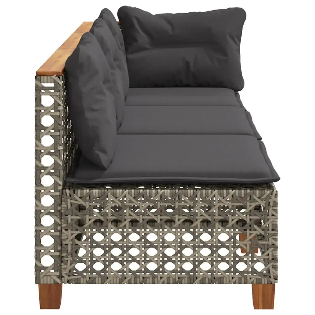 Outdoor Garden Sofa 3-Seater Grey Poly Rattan Lounge with Cushions Modular