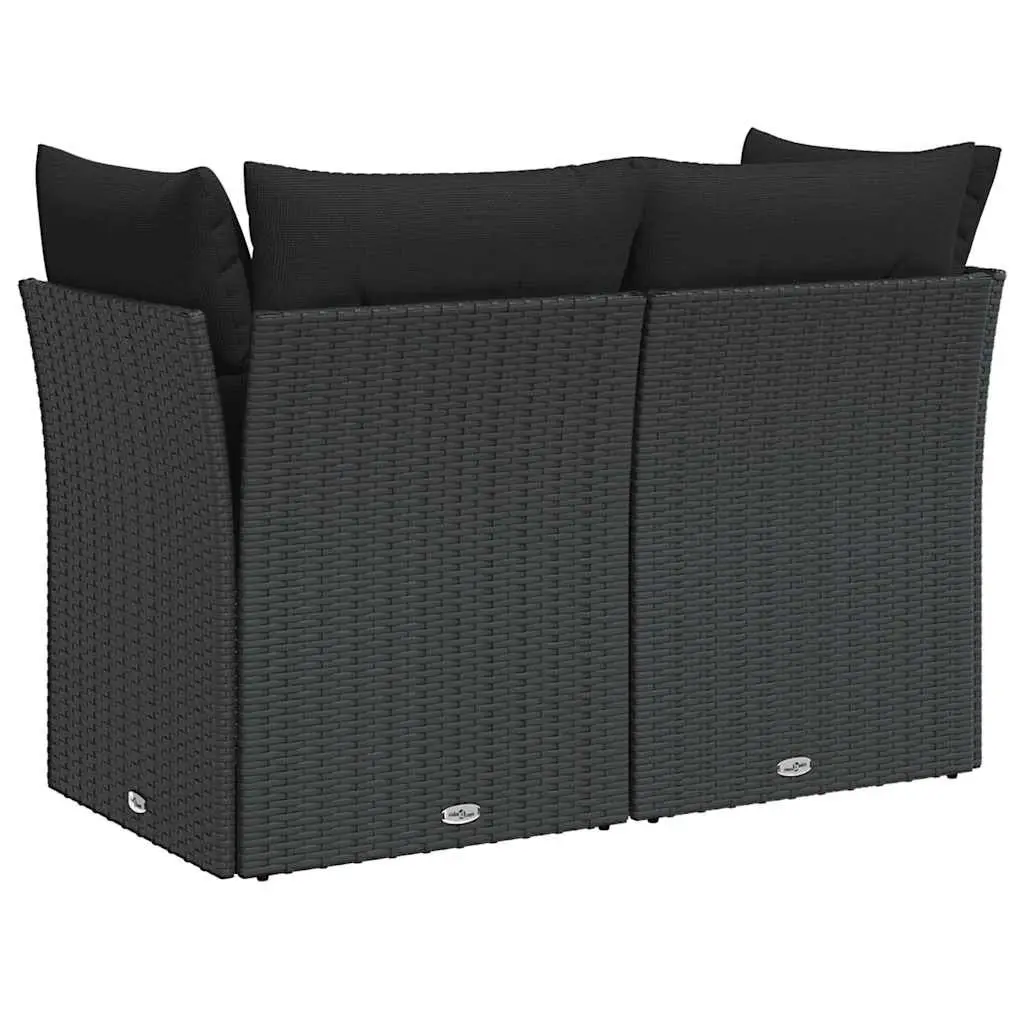 2-Seater Outdoor Garden Sofa PE Rattan Black with Cushions