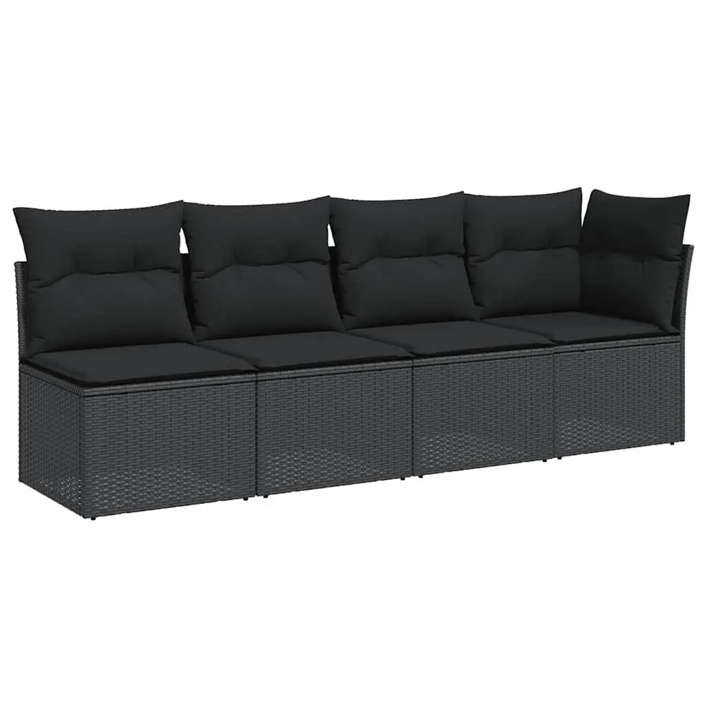 4-Seater Garden Sofa PE Rattan Outdoor Patio Furniture Black