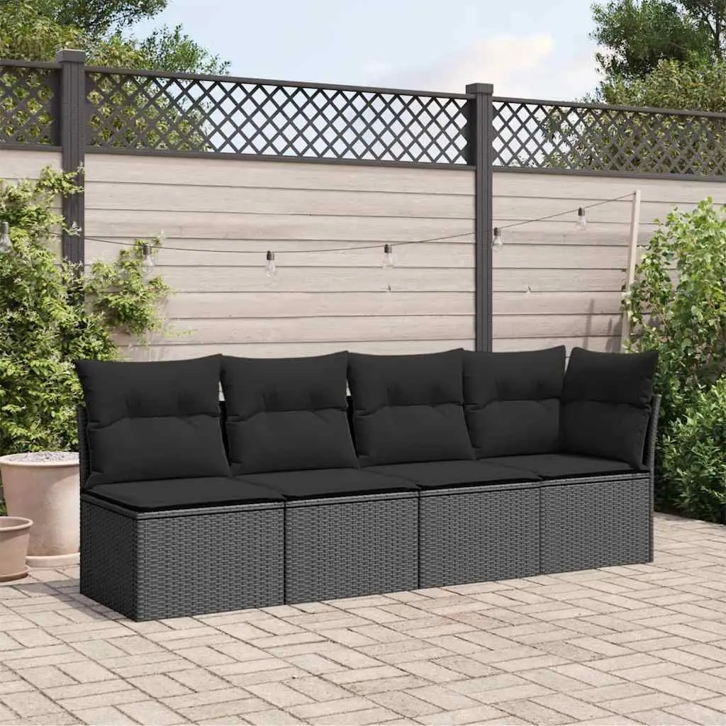 4-Seater Garden Sofa PE Rattan Outdoor Patio Furniture Black