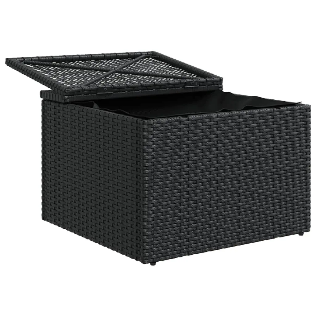 Garden Stool Poly Rattan Black 55x55x37cm with Storage Cushion