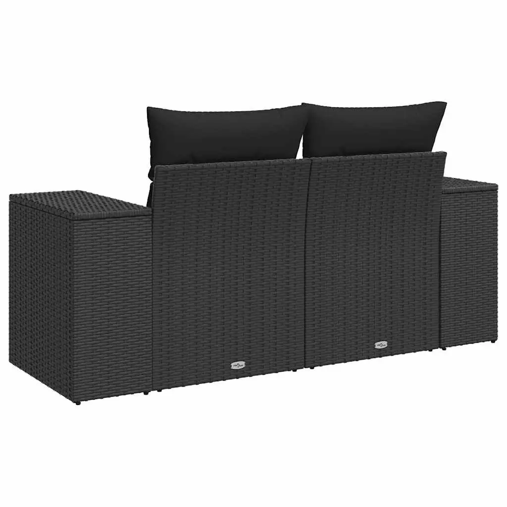 Outdoor Garden Sofa 2-Seater Patio Lounge Seat with Cushions Black