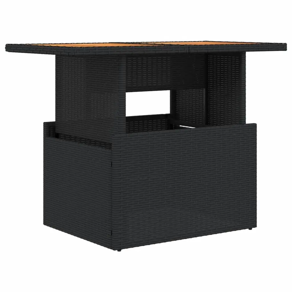Garden Table Adjustable Top Poly Rattan Acacia Wood Black 100 x 55 x 73 cm