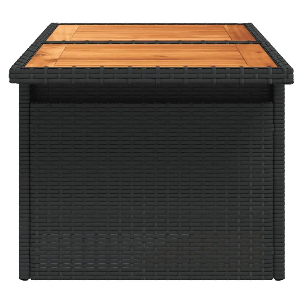 Garden Table Adjustable Top Poly Rattan Acacia Wood Black 100 x 55 x 73 cm