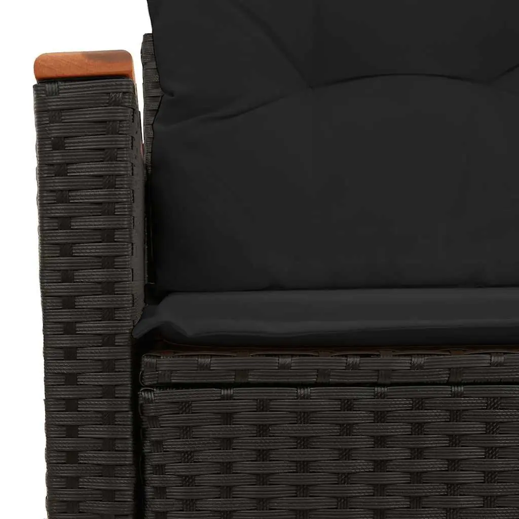 2-Seater Garden Sofa PE Rattan Outdoor Seating with Cushions Black