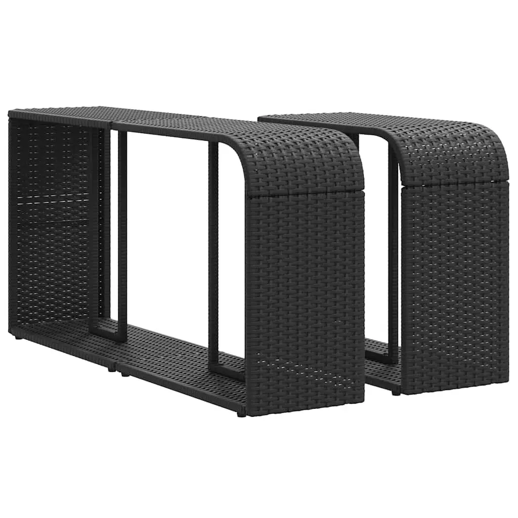 Storage Shelves 2 pcs Black Outdoor Garden Rattan Furniture Racks Backyard