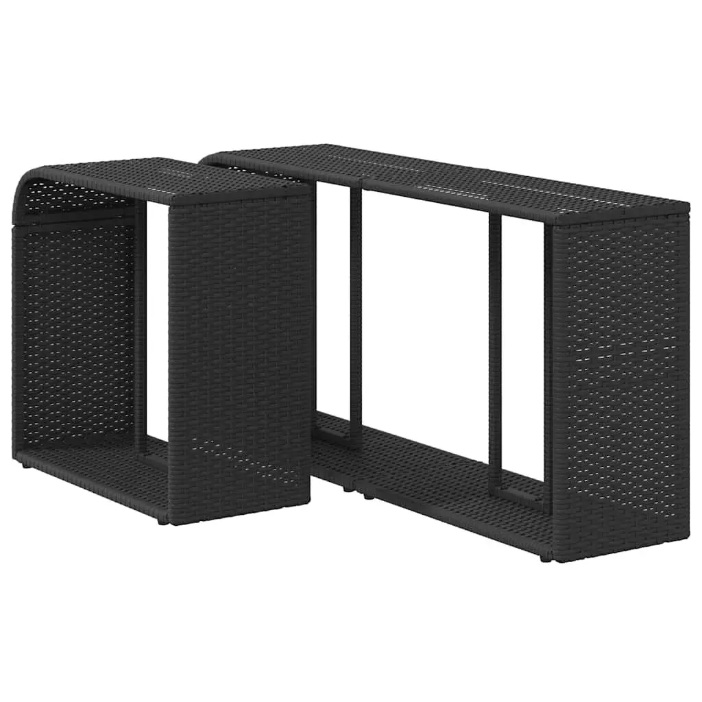 Storage Shelves 2 pcs Black Outdoor Garden Rattan Furniture Racks Backyard