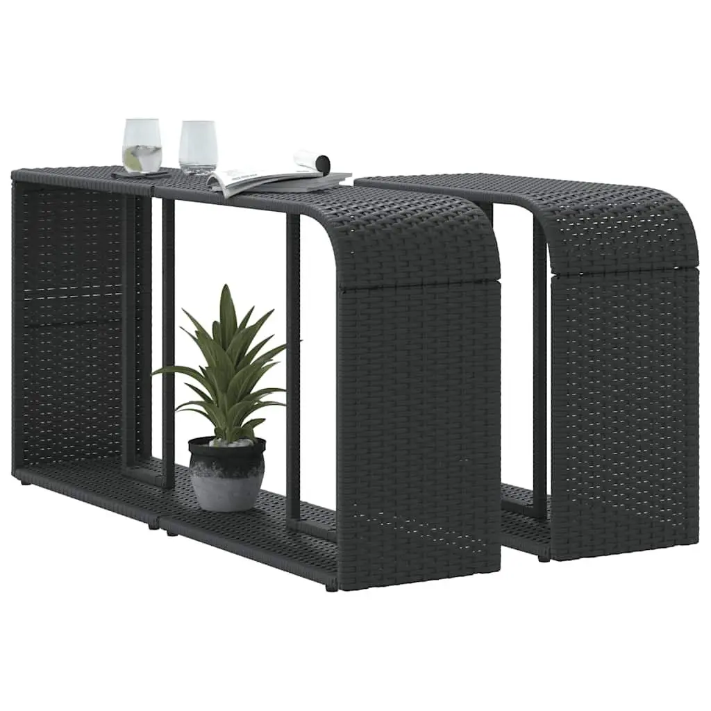 Storage Shelves 2 pcs Black Outdoor Garden Rattan Furniture Racks Backyard