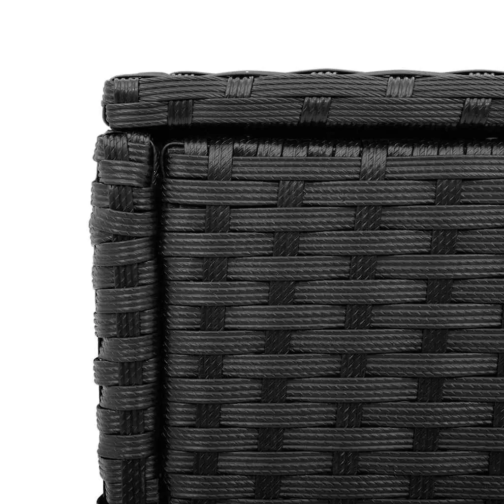 Garden Side Table Tempered Glass Top Poly Rattan Frame Black 58 x 27.5 x 55 cm