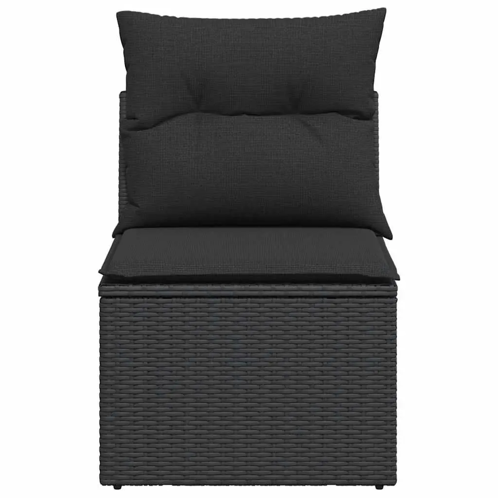 Outdoor Garden Chair Armless PE Poly Rattan Black with Cushion Storage Bag