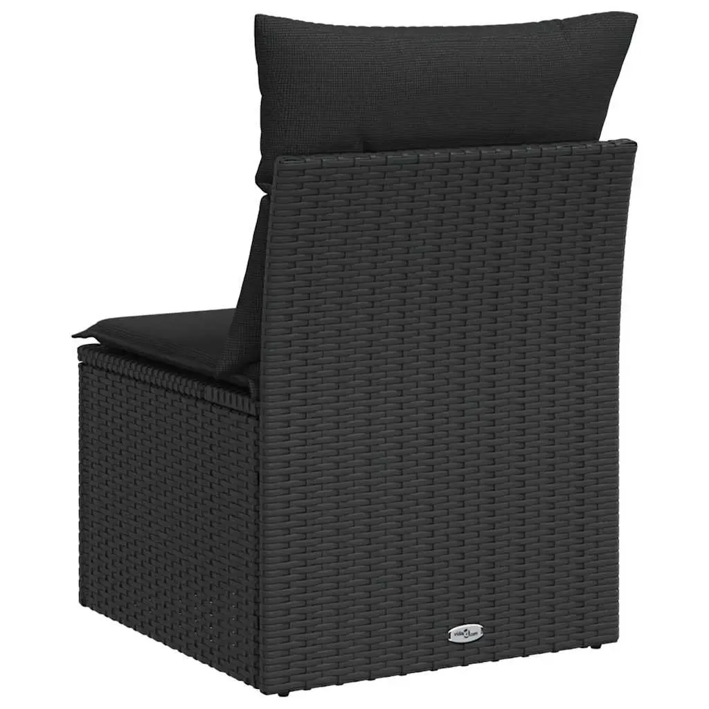 Outdoor Garden Chair Armless PE Poly Rattan Black with Cushion Storage Bag