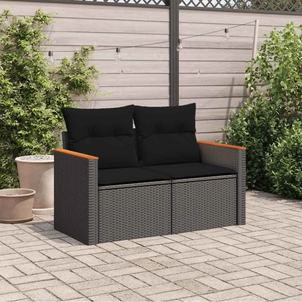 2-Seater Outdoor Sofa with Cushions and Storage