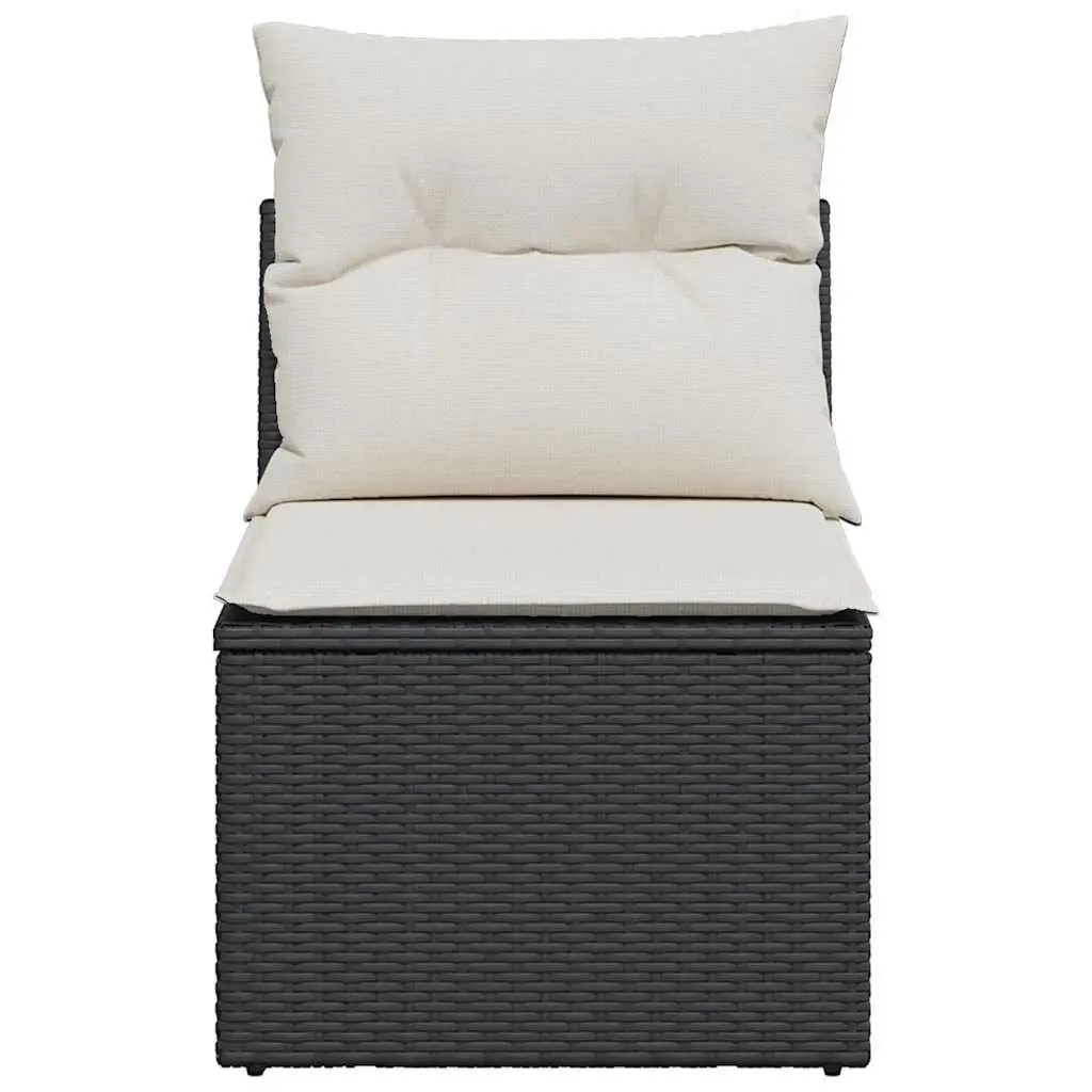 Garden Sofa Armless with Cushions Black Poly Rattan Modular Outdoor Seating
