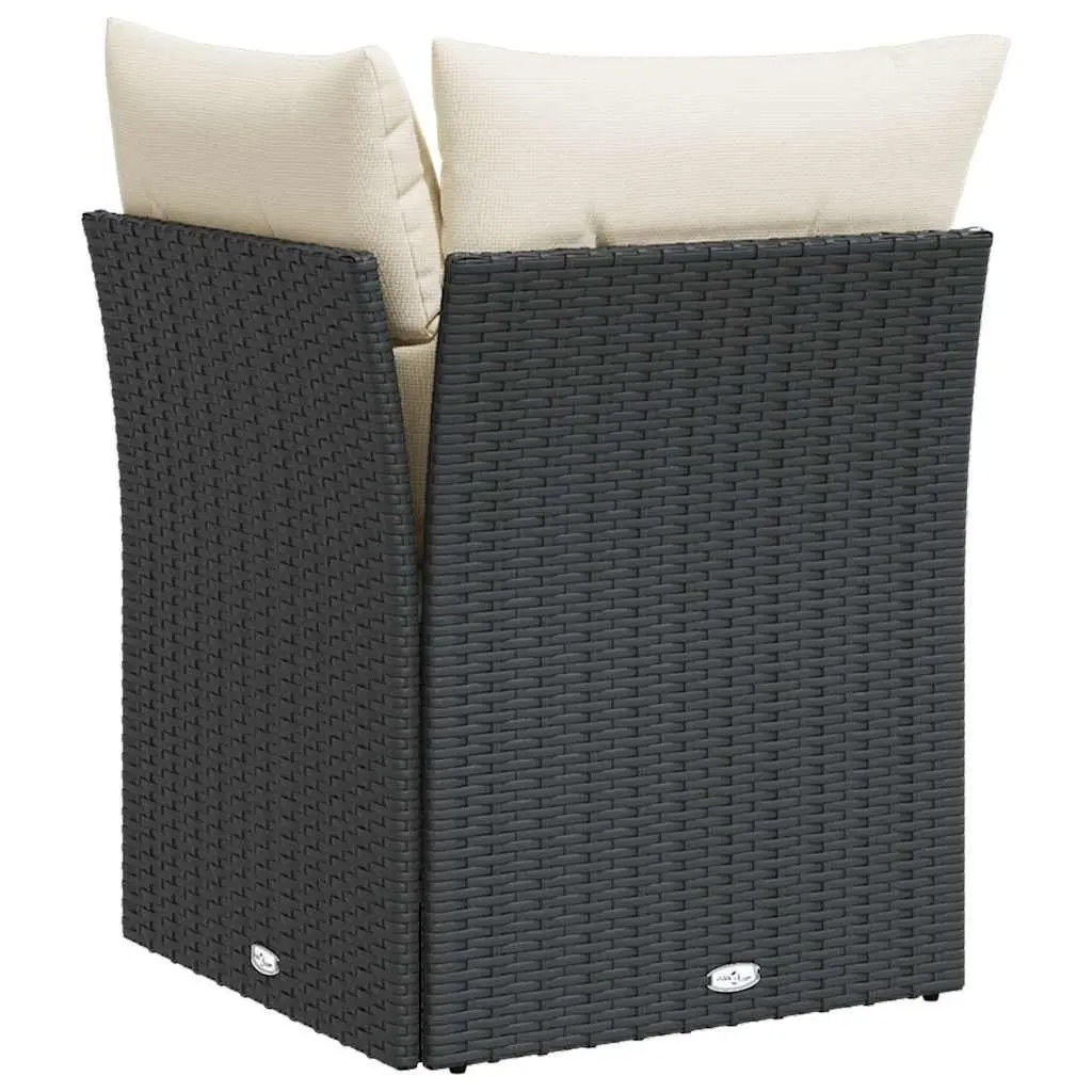 Garden Sofa Corner Set Poly Rattan Black Modular Outdoor Seating with Cushions