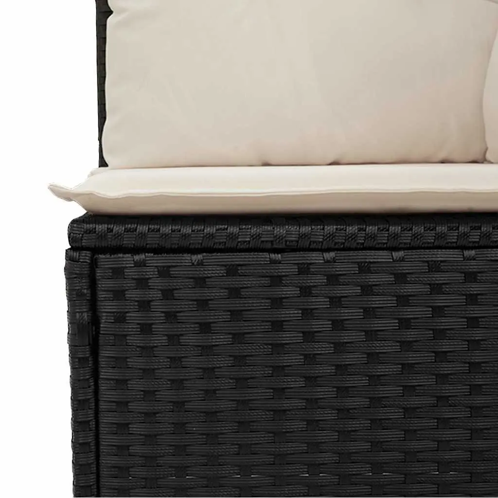 2-Seater Garden Sofa with Cushions Outdoor Patio Seating Black Poly Rattan