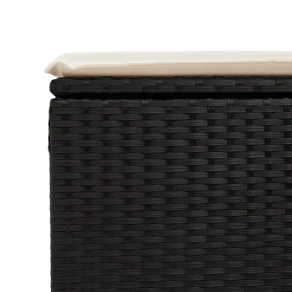 Garden Stool Poly Rattan Black Cushion Outdoor Footrest Patio Furniture 55 x 55 x 37 cm