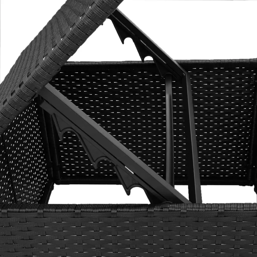 Garden Stool Poly Rattan 55 x 55 x 37 cm Black with Storage Cushioned Seat